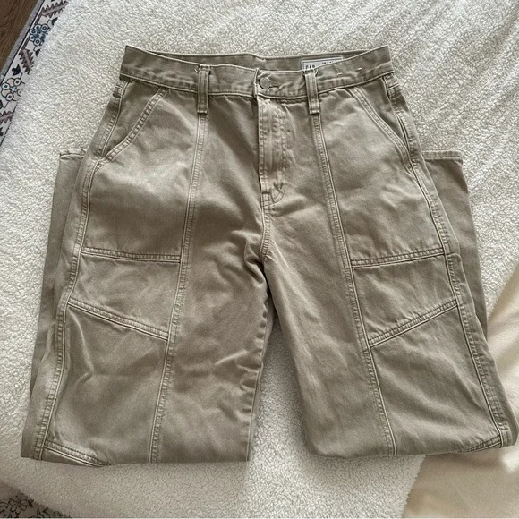 Women's Olive Gap High Rise Barrel Jeans Size 29/8 - Picture 4 of 5